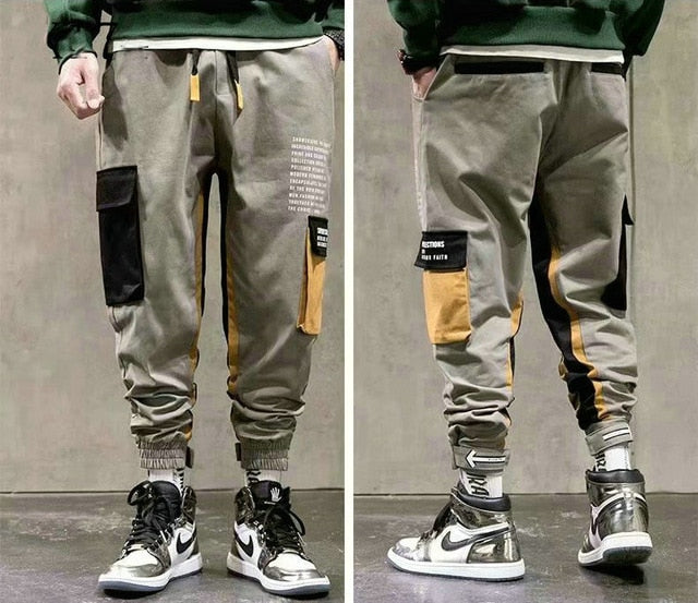 Streetwear Men's Multi Pockets Cargo Harem Pants Hip Hop Casual Male T –  Long Brush